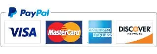 Secure payment options: PayPal, Visa, Mastercard, Discover, and American Express accepted